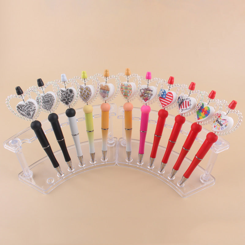 Wholesale creative cartoon love series silicone beaded pen  ballpoint pen