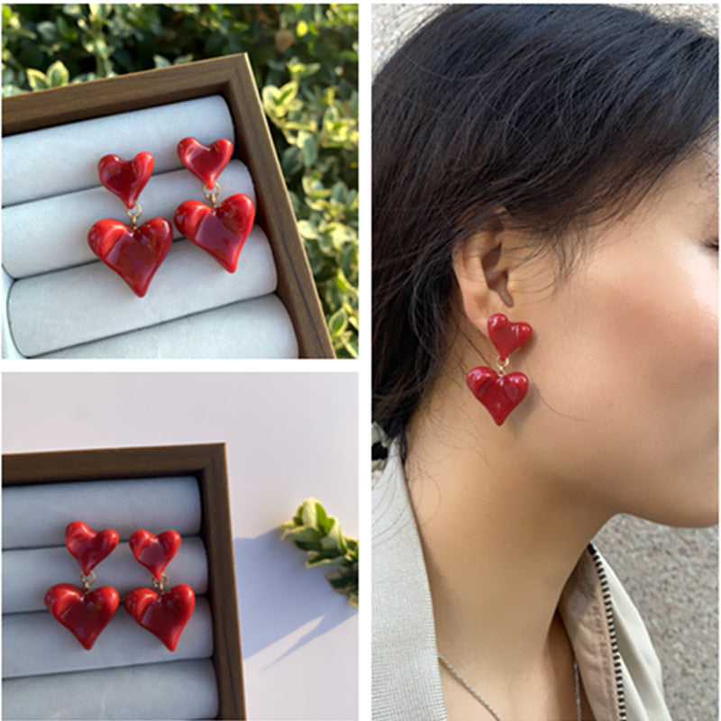 Wholesale Christmas resin red earrings