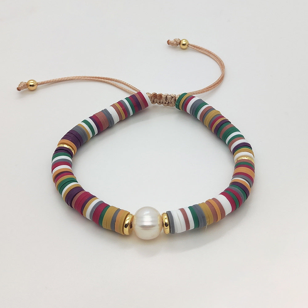Wholesale bohemian beach style colorful soft clay beaded bracelet ACC-BT-Qiqi003