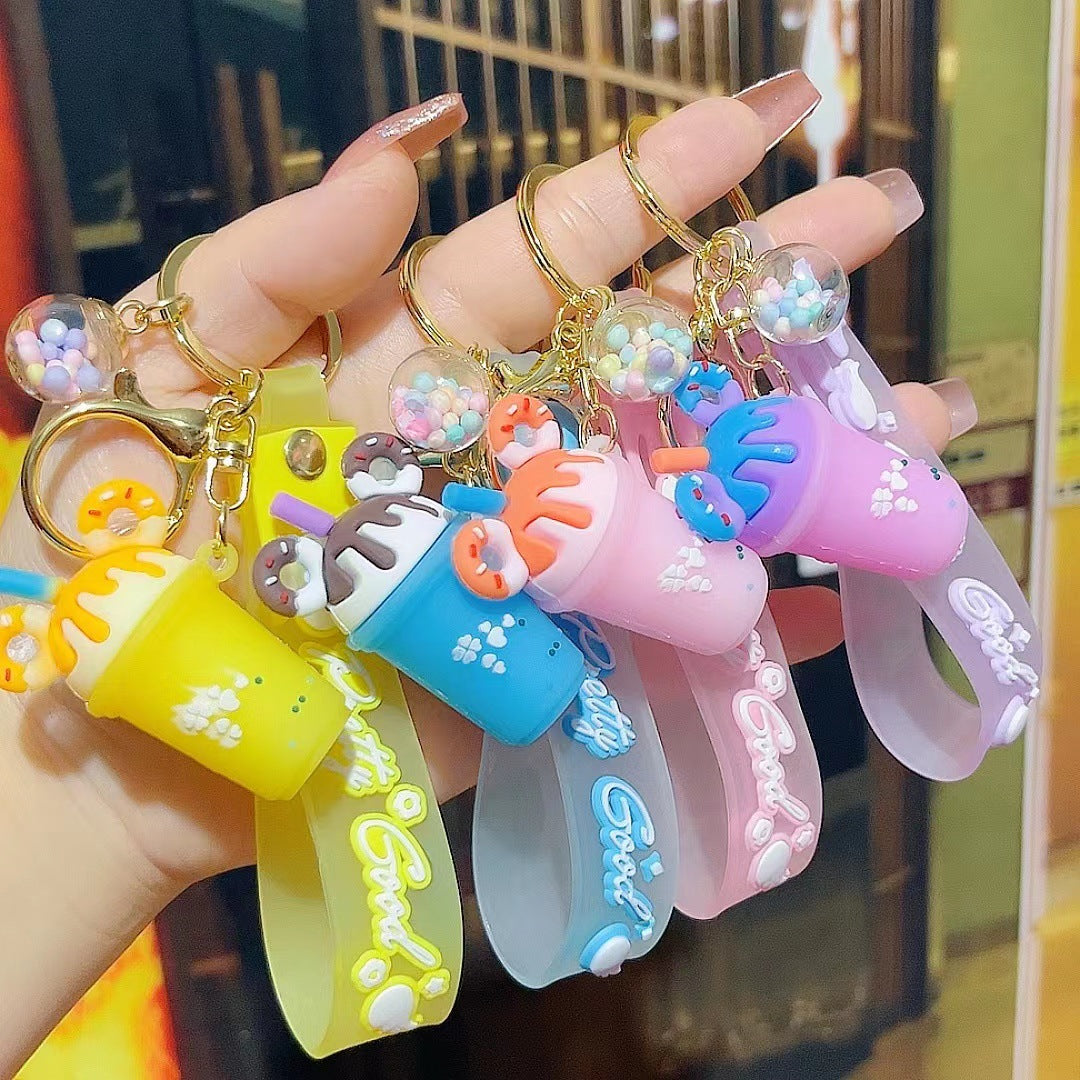 Wholesale Korean Style Ice Cream and Milk Tea Silicone Keychain,  Fashion Car Key Accessory,  Boutique Gift