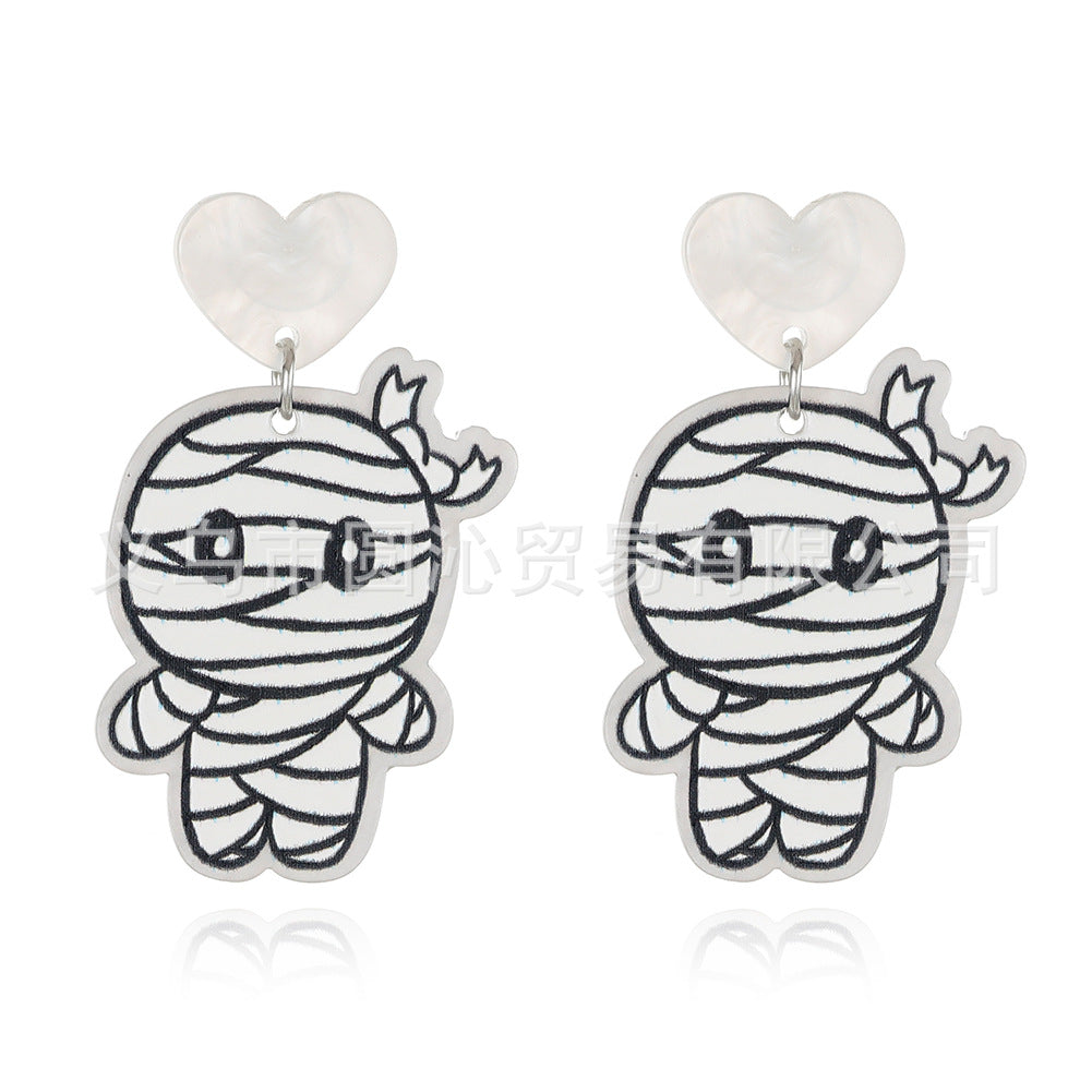 Wholesale   acrylic plate  skull pumpkin ghost mummy earrings