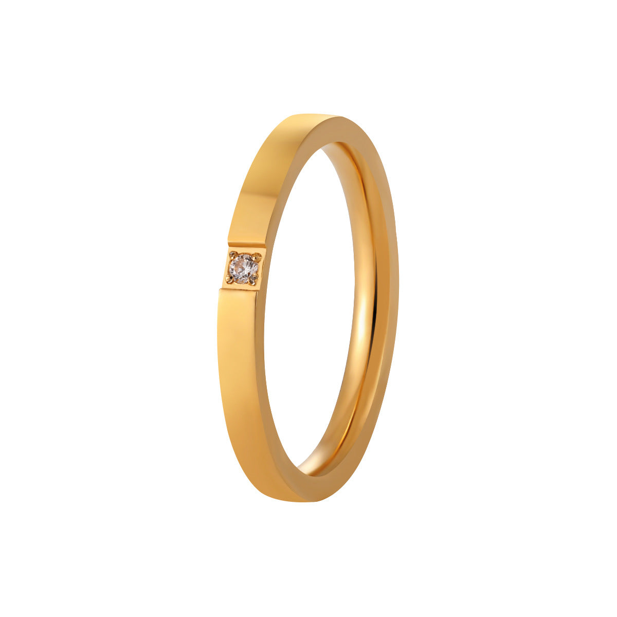 Wholesale  titanium steel 2mm one stone ring