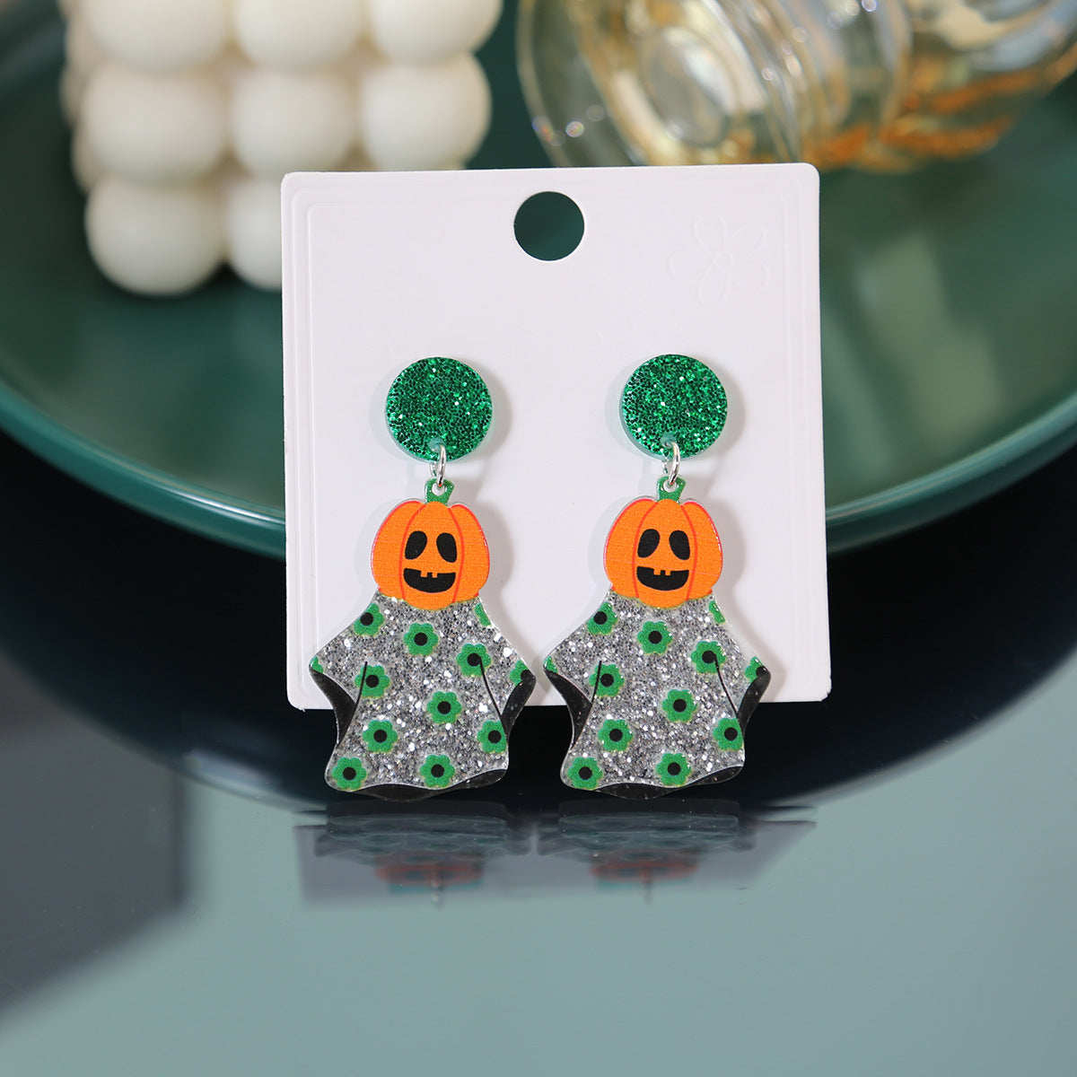 Wholesale  cartoon fun pumpkin  web cat earrings