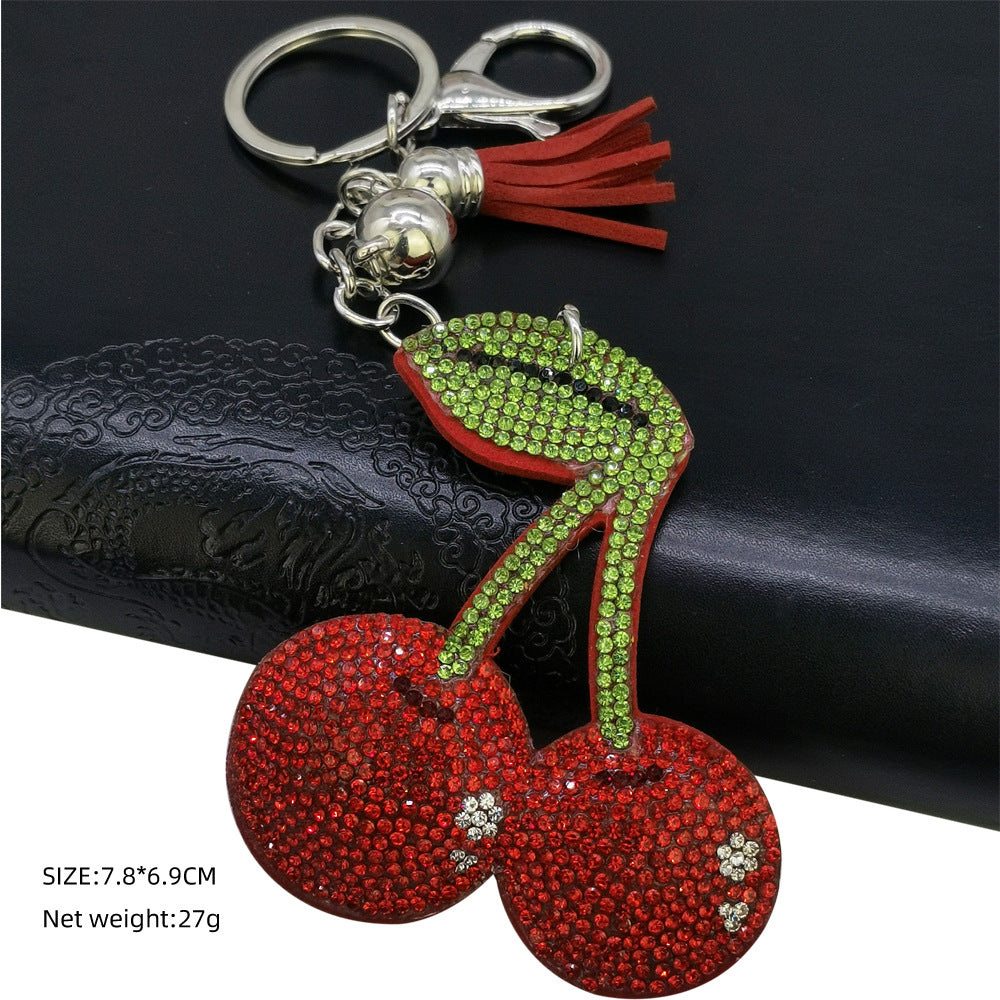 Wholesale  Diamond-encrusted Cherry Keychain