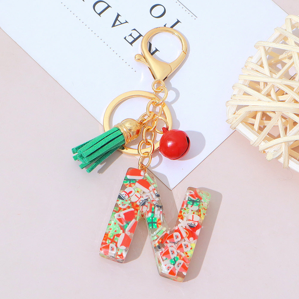 Wholesale Resin English Letter Keychain with Tassel Festive Holiday Party Bag Charm