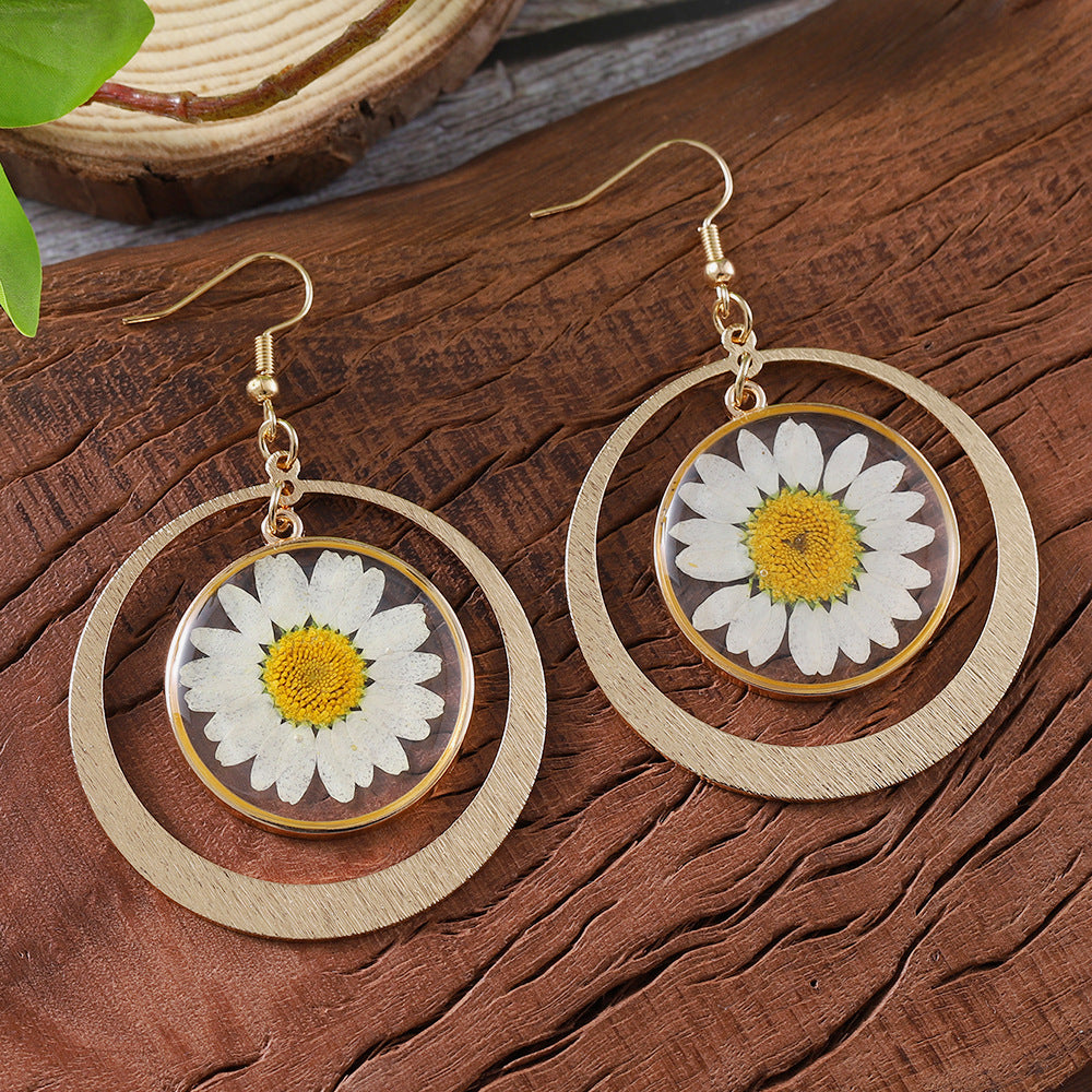 Wholesale  Resin  Dried Flower Earrings