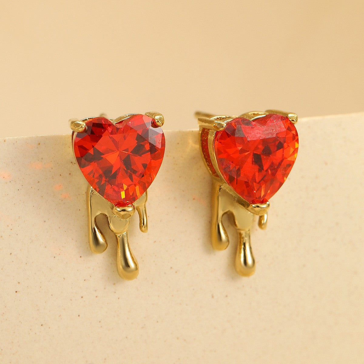 Wholesale Stainless steel heart-shaped zircon earrings and necklace