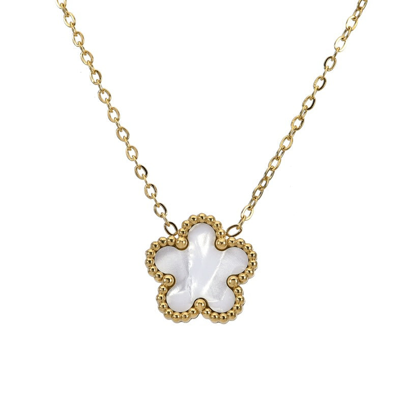 Wholesale Four-leaf Clover Plum Blossom 15MM Titanium Steel Necklace Choker Necklaces ACC-NE-QianHui001