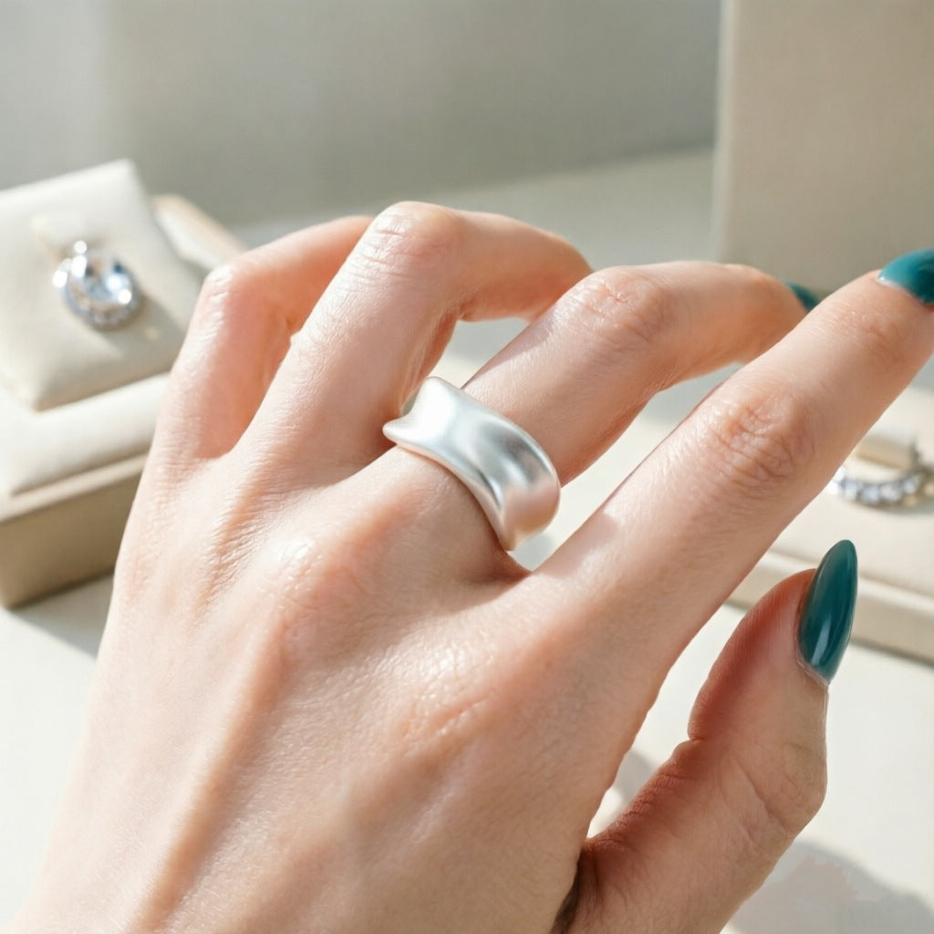 Wholesale Matte Copper Geometric Irregular Open Ring - Fashion Jewelry Accessory for Boutique