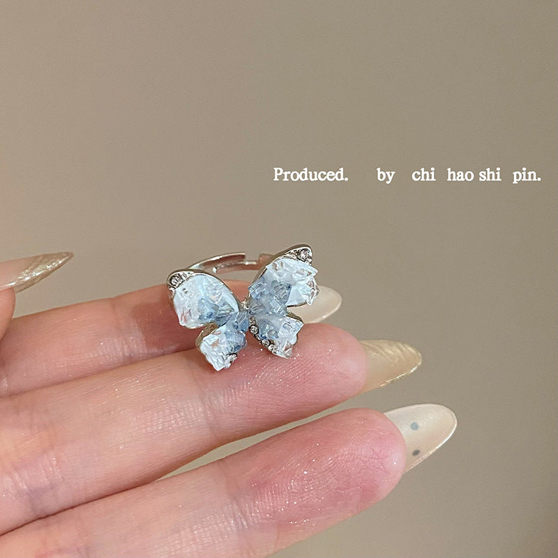 Wholesale  Gradient Blue Zircon Butterfly Ring