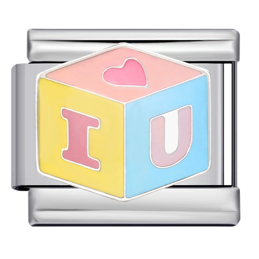 Wholesale 9mm Italian Charm Starter Bracelets DIY square Single Section Creative Stainless Steel Composable Bracelet