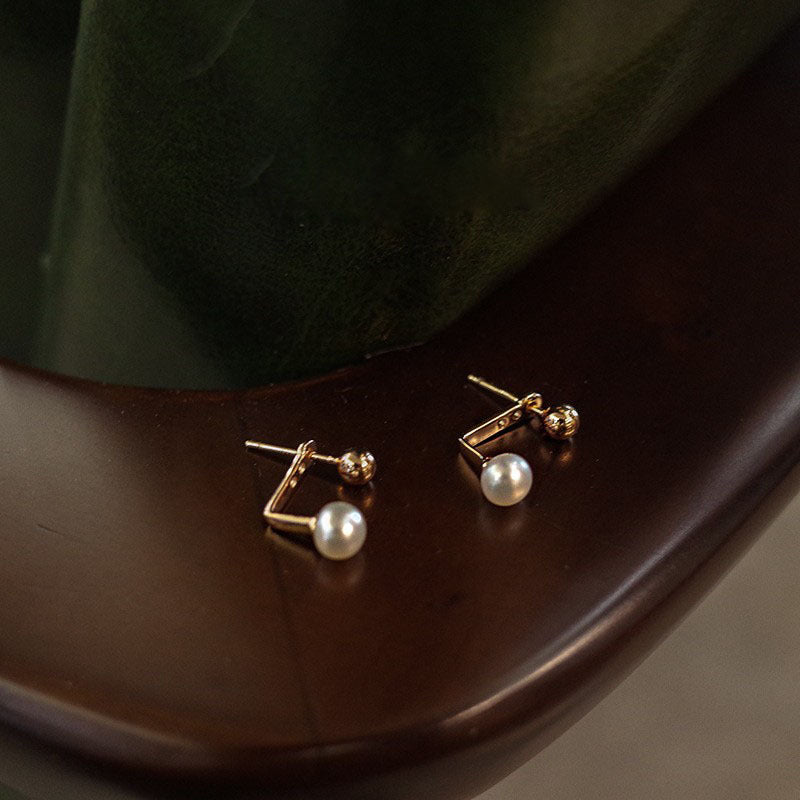 Wholesale Korean Style Back Hanging Pearl Earrings Platinum Plated - Fashion Accessory for Boutique Resale and Party