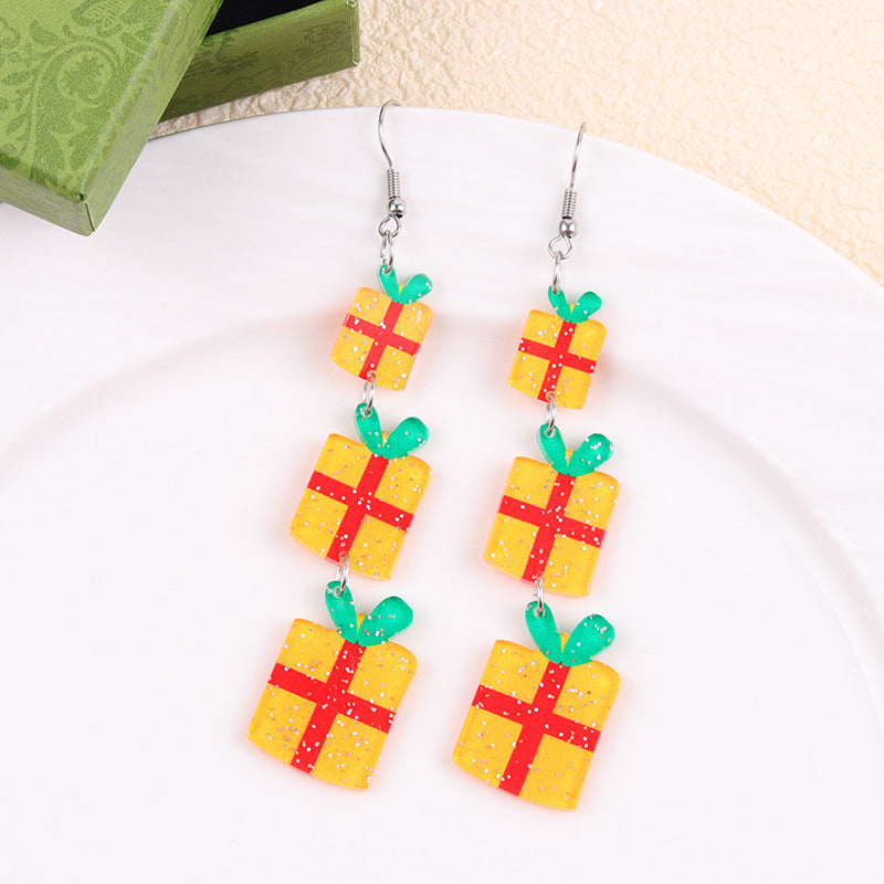 Wholesale Christmas Multicolor Snowman Christmas Tree Acrylic Earrings
