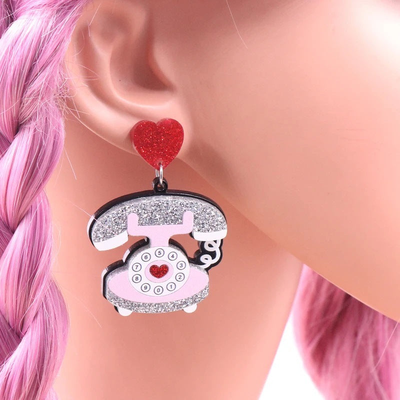 Wholesale acrylic fashion phone Love earrings