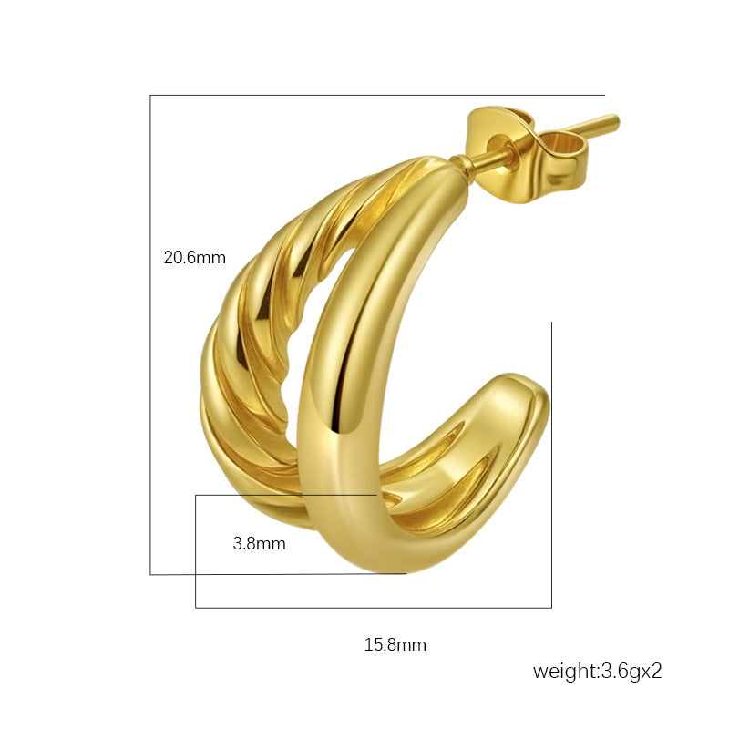 Wholesale Multi-Layered Titanium Steel Earrings European Retro Gold Electroplated for Women Boutique Resale