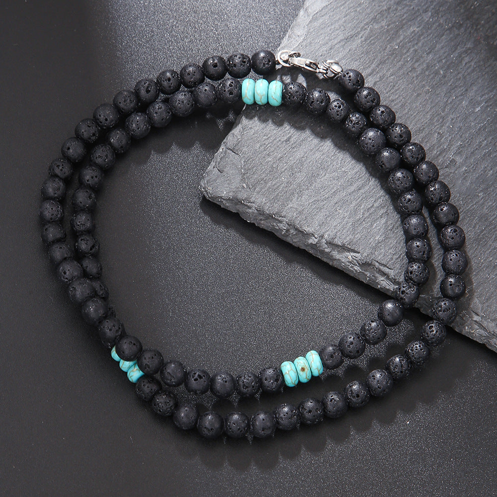 Wholesale turquoise necklace surfing punk necklace niche design hip-hop necklace