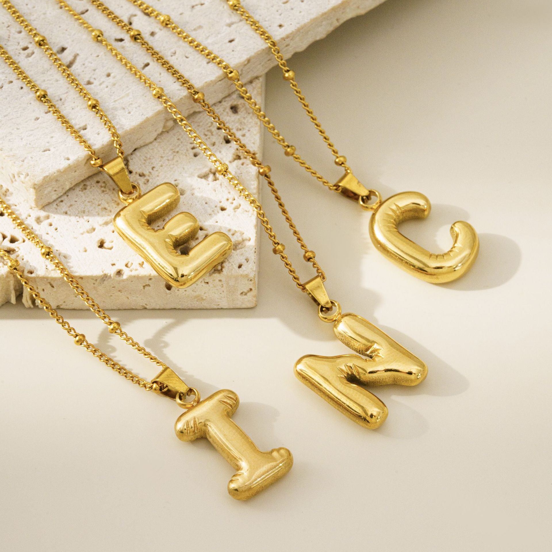 Wholesale Light Luxury Stainless Steel Initial Necklace