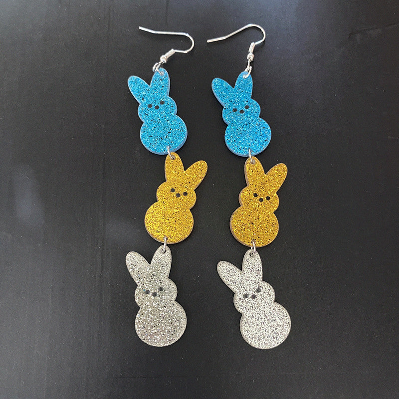 Wholesale Acrylic Easter Powder Bunny Earrings