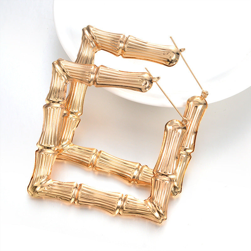 Wholesale Exaggerated gold large hoop oversized bamboo earrings