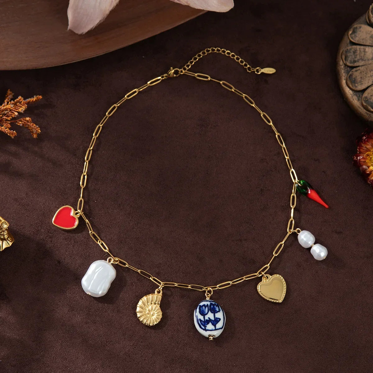 Wholesale Stainless Steel Shell Shaped Ocean Style DIY Pendant Necklace