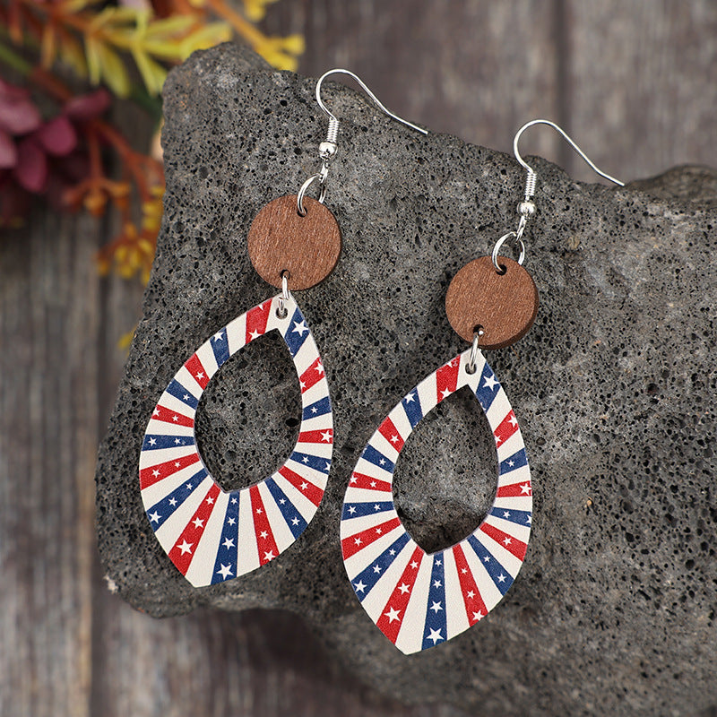 Wholesale Ethnic style hollow geometric five-pointed star American Independence Day acrylic earrings