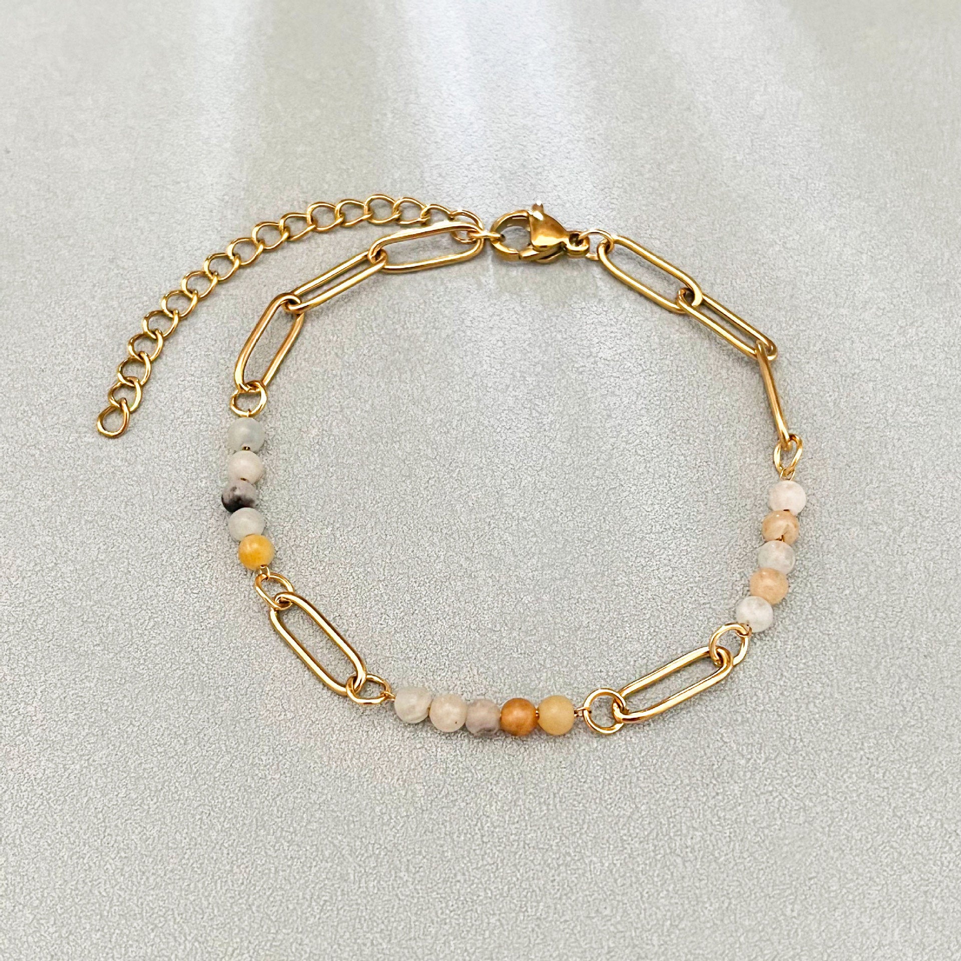 Wholesale Stainless Steel Natural Stone Beaded Bracelet