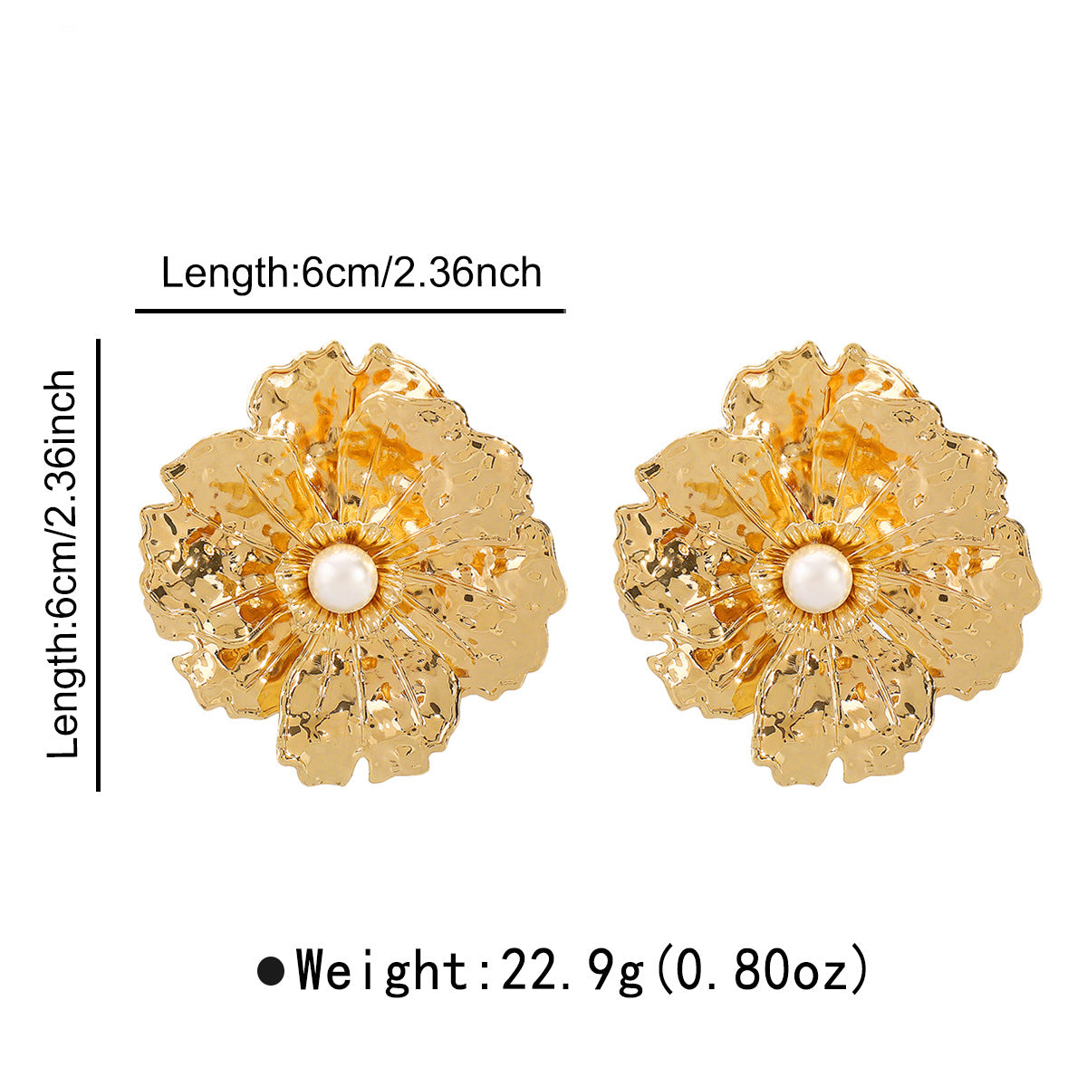 Wholesale exaggerated design imitation pearl earrings Retro simple large flower