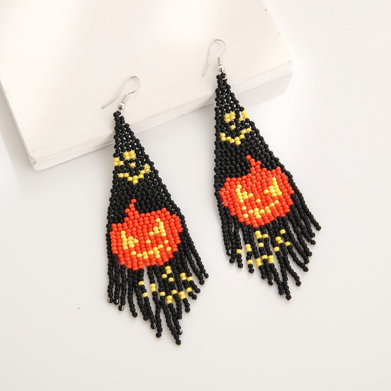 Wholesale  Creative  Rice Bead Tassel Earrings