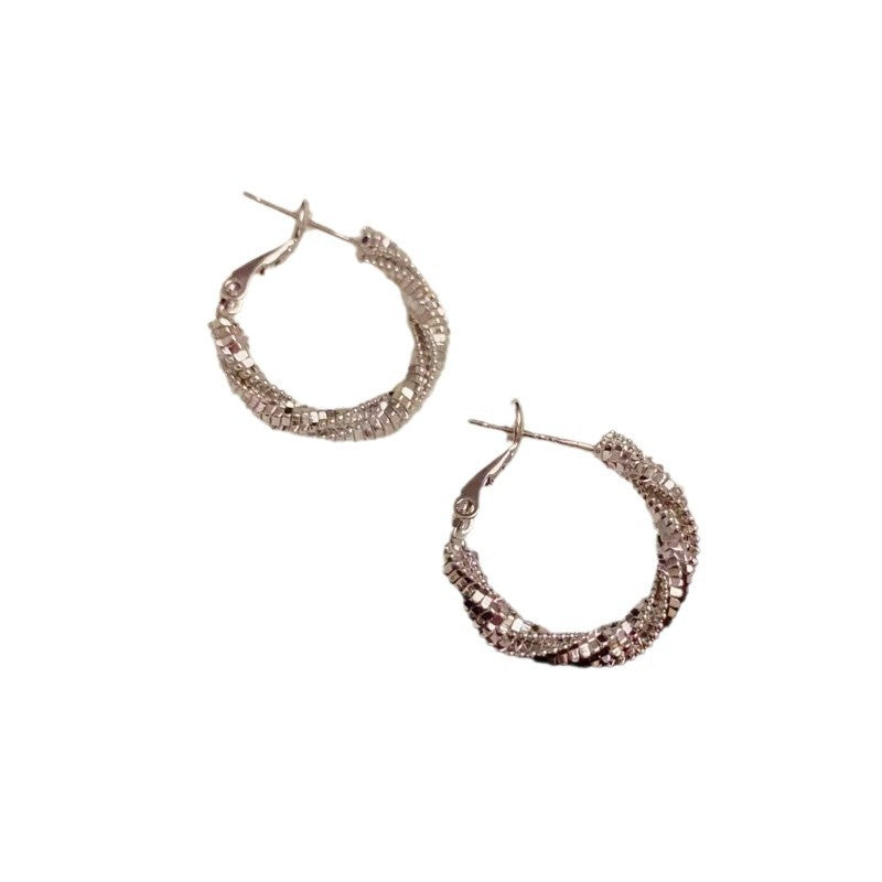 Wholesale Metal S925 Silver Needle Twist Earrings