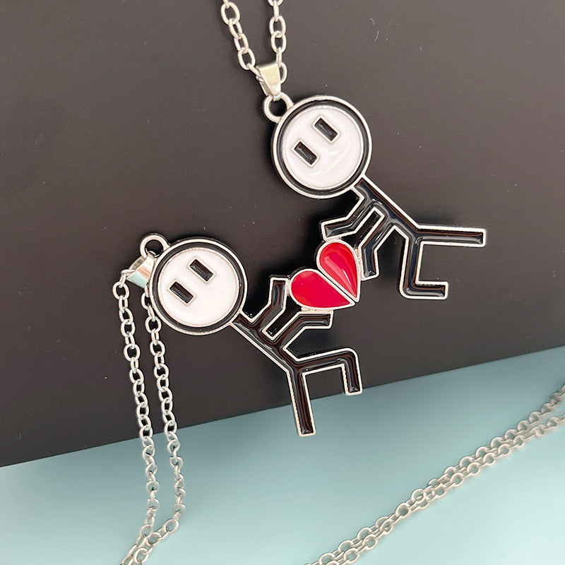 Wholesale Stickman Love Valentine's Day Love Magnet Necklace