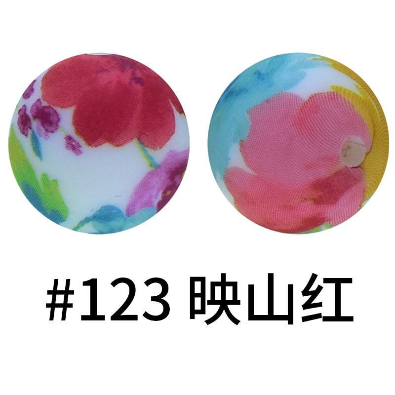 Wholesale 50pcs 15mm Western Style Leopard Skull Color Aztec Printed Silicone Balls Beads ACC-BDS-HeSheng008