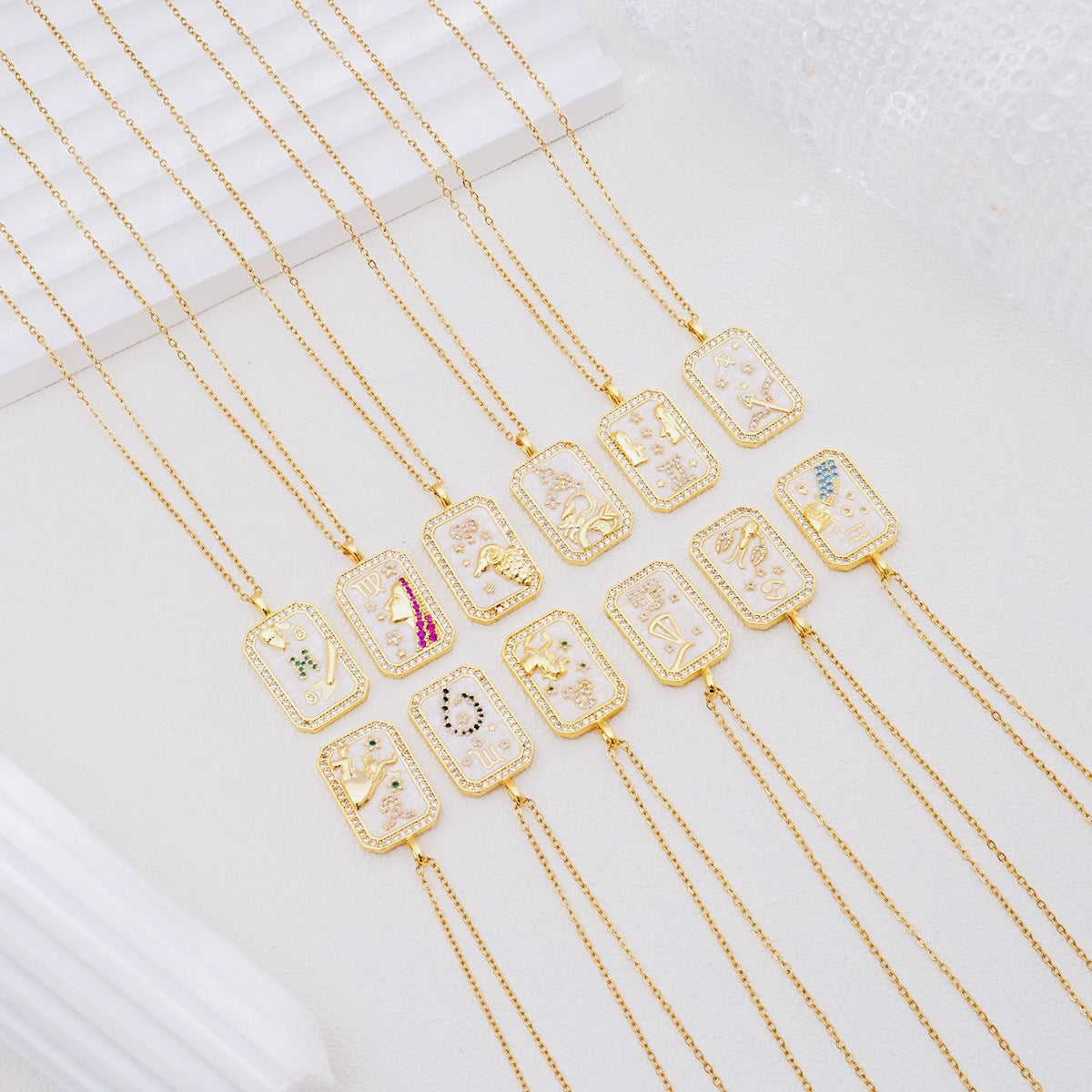 Wholesale Zodiac Contion Colorful Birthstone Necklace,  Chic Jewelry Accessory for Everyday Wear