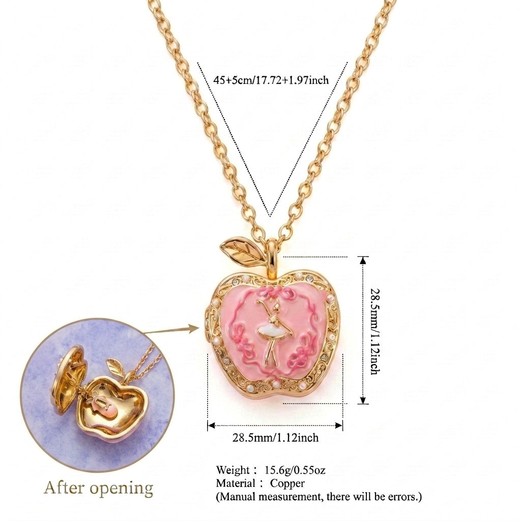 Wholesale Ballet Locket Necklace Pink Gold Electroplated Copper Cute Gift For Girls Fashion Jewelry