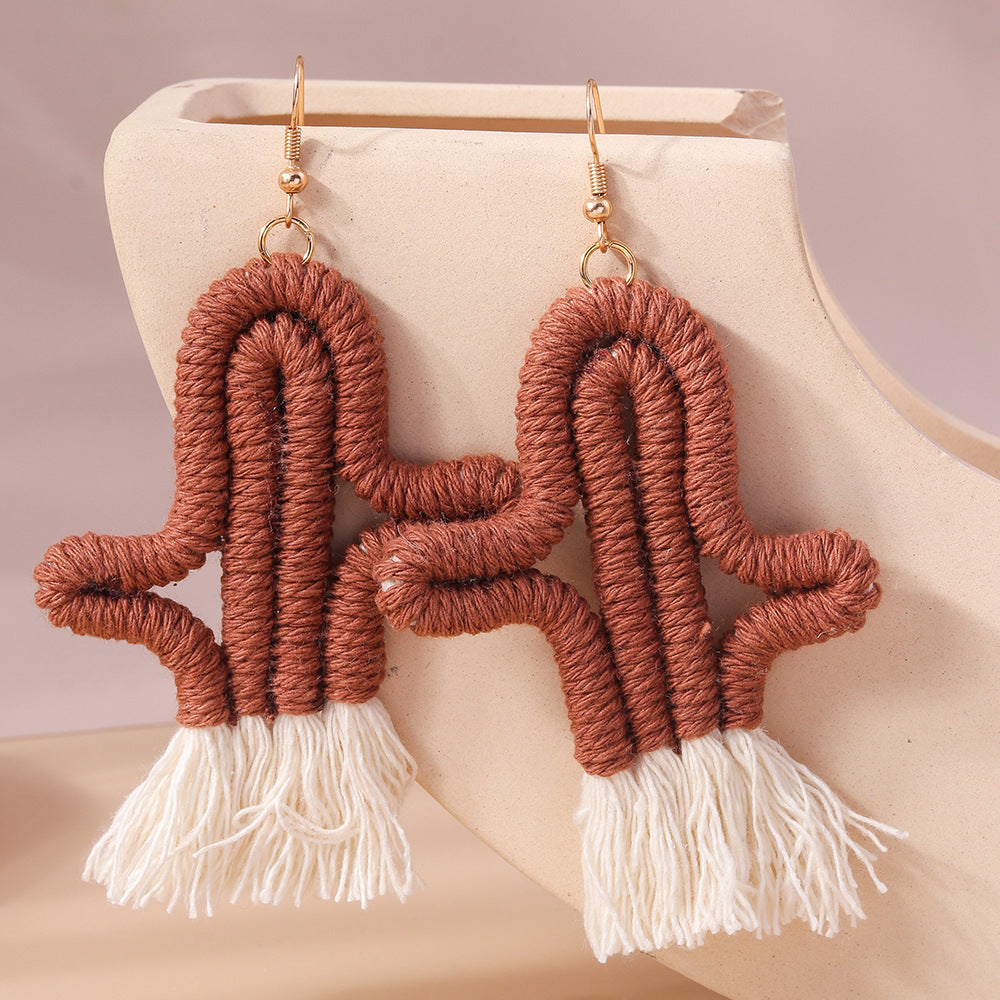 Wholesale Plush Succulent Earrings Wool Cactus Earrings