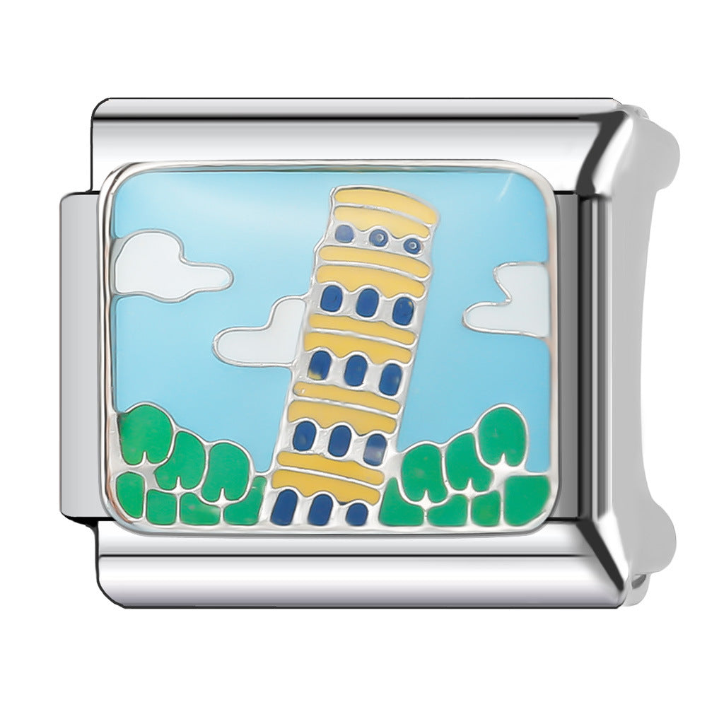 Wholesale Italian Charm Bracelet 9mm DIY Splicing Creative Pattern Stainless Steel Composable Bracelet