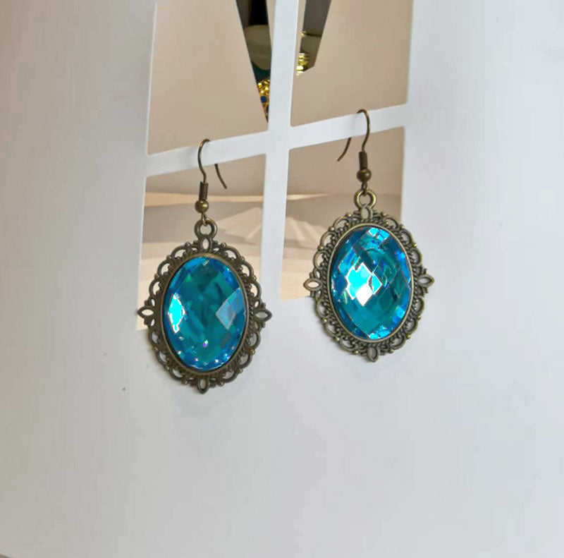 Wholesale Vintage Oval Acrylic Gem Earrings Geometric Fashion Jewelry Accessory for Women