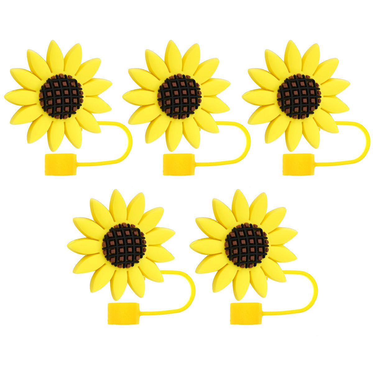 Wholesale Random 100pcs Sunflower 10mm PVC Soft Straw Tube Cap ACC-SCR-RYY106