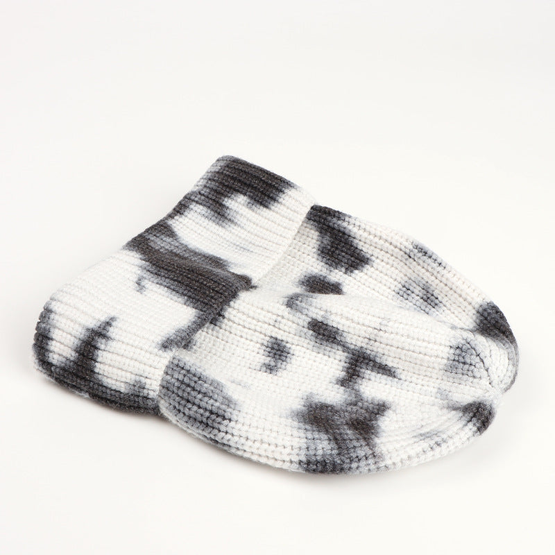 Wholesale  tie-dye turn-up knitted hat  winter fashion warm wool hat