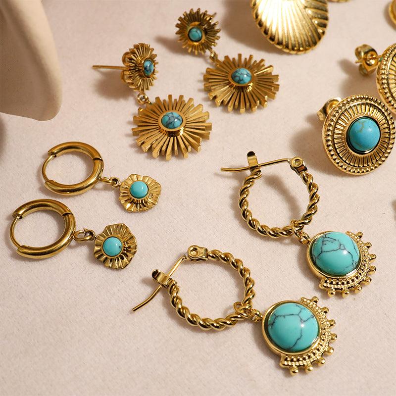 Wholesale Titanium Steel turquoise earrings
