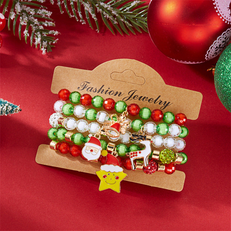 Wholesale Christmas soft ceramic multi-layer cartoon  bell bracelet
