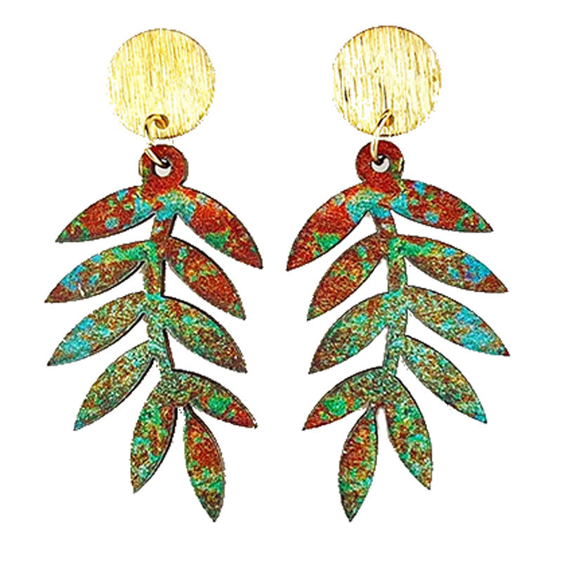 Wholesale 2 Pairs/pack Forest Natural Mountain Plant Leaf Maple Leaf Wood Earrings ACC-ES-HY157