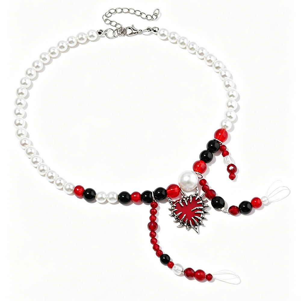 Wholesale Gothic Heart Pearl Necklace  Fashion Accessory for Women Boutique Resale