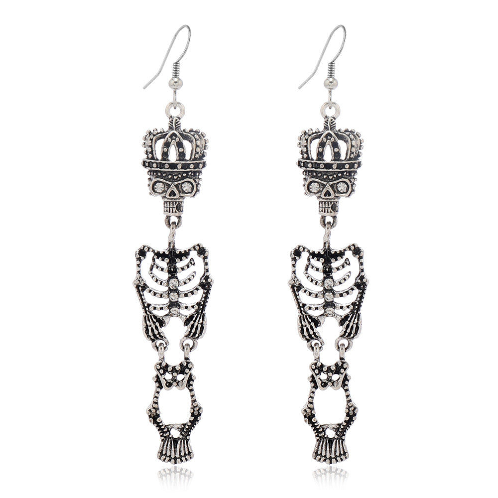Wholesale Geometric Skull Drop Earrings Ancient Silver Alloy Fashion Jewelry Accessory
