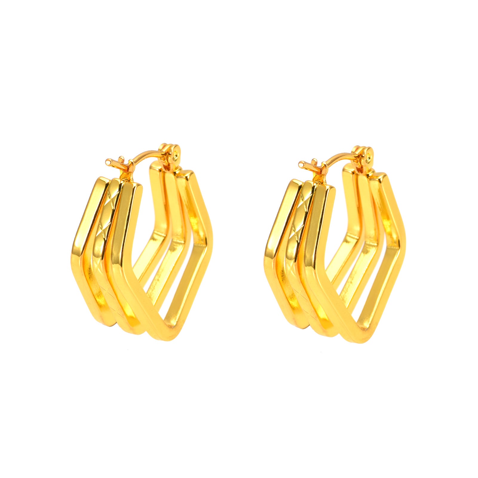 Wholesale 2PCS Stainless steel simple gold earrings
