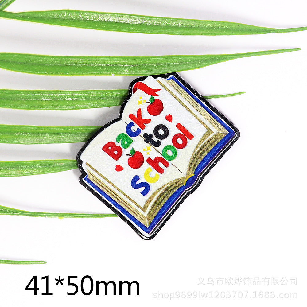 Wholesale 10pcs DIY Flatback Teacher Book Acrylic Flatback Badge Scroll Retractable Keychain DIY Accessories ACC-FK-OuYe002