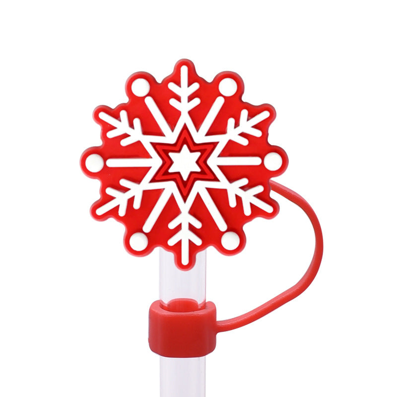 Wholesale Random 100pcs Snowflake Series 8/10mm PVC Soft Straw Tube Cap