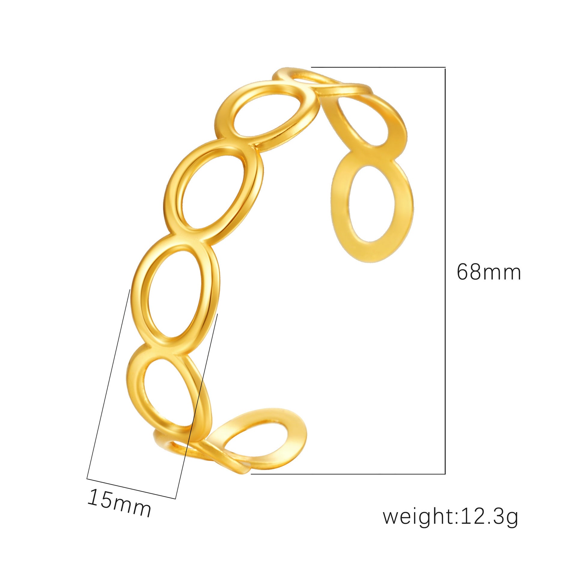 Wholesale Stainless Steel Open C Shape Bangle 18K Gold Plated Fashion Jewelry for Gift Boutique Resale