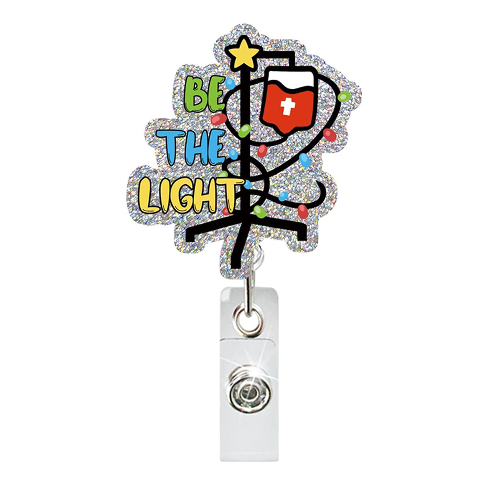 Wholesale Acrylic Christmas Lights Dog Dinosaur Black Cat Retractable Rotating Badge Keychain ACC-KC-QiDing029