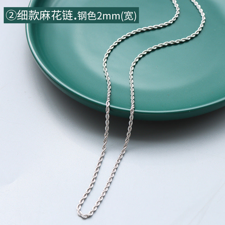 Wholesale 2pcs Cross Necklaces Snake Bone Chain Twist Chain Box Chain Titanium Steel 18K Gold Plated Clavicle Chain ACC-NE-MiLi002