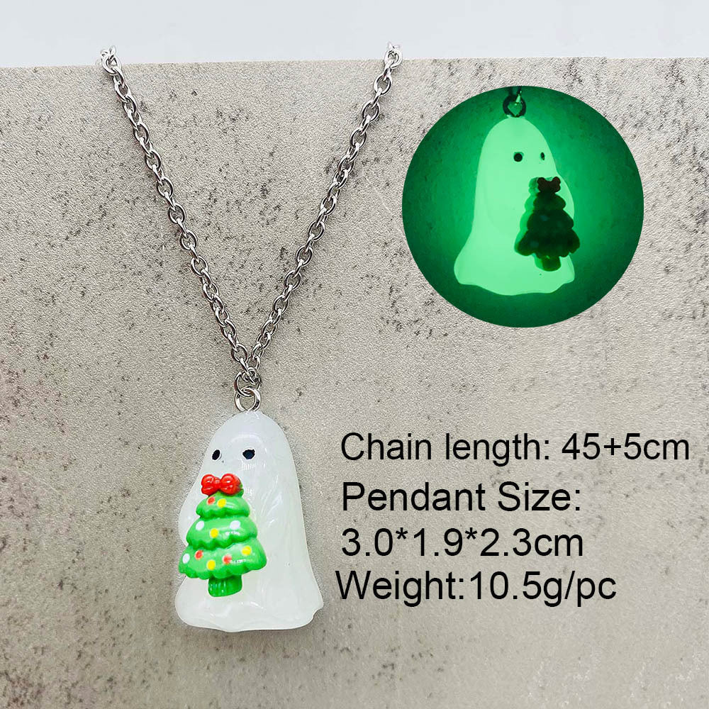 Wholesale Christmas Earrings 3D Three-Dimensional Luminous Ghost Christmas Tree Santa Earrings